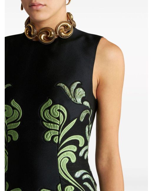 Etro Green Patterned-jacquard Sheath Dress