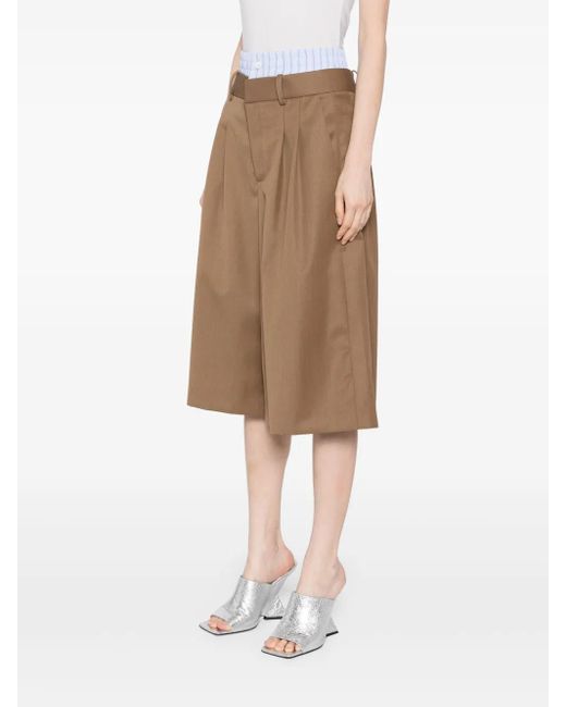 Monse Natural Double-Waistband Wide Leg Shorts