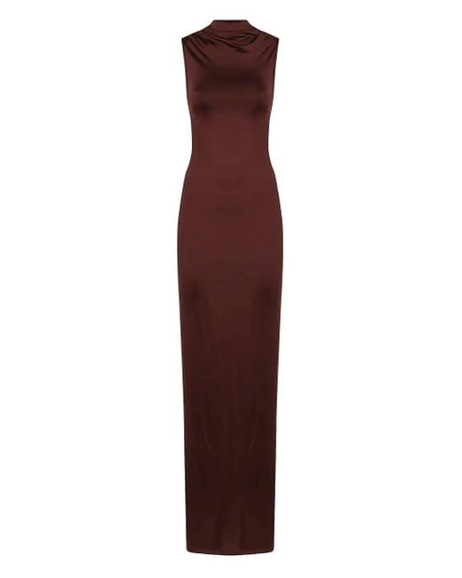 Victoria Beckham Maxi-Jurk Met Hoge Hals En Open Achterkant in het Purple