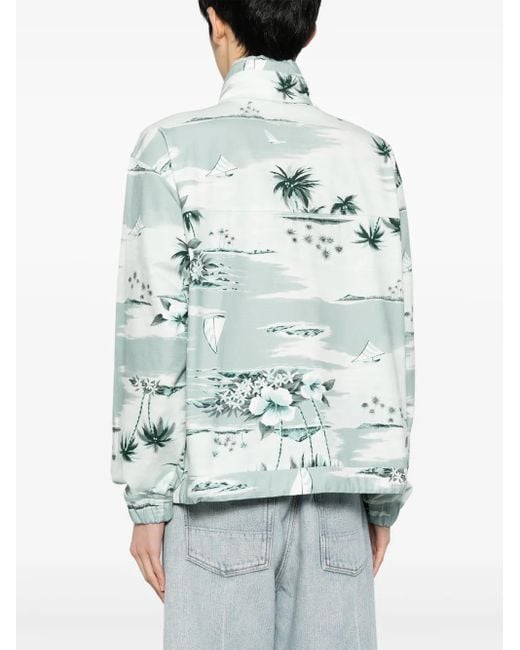 Maison Kitsuné Green Graphic-Print Cotton Jacket for men