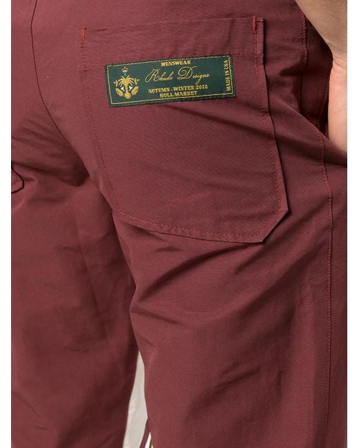 Rhude Red Logo-Patch Stripe-Detail Trackpants for men