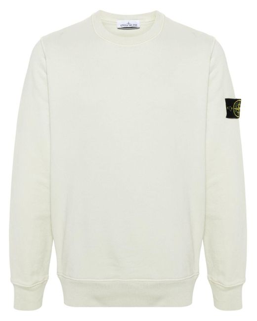 Stone Island White Compass-badge Cotton Sweatshirt for men