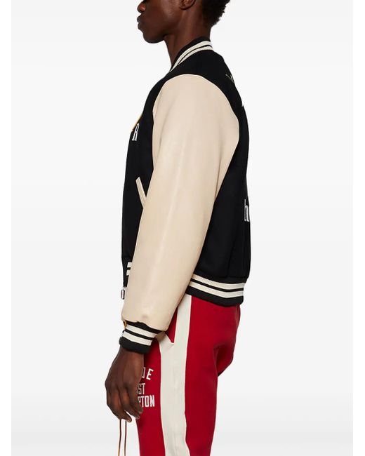 Rhude Black Logo-Embroidered Bomber Jacket for men