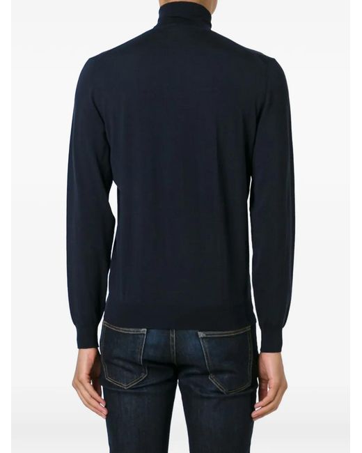 Drumohr Blue Roll-Neck Wool Sweater for men