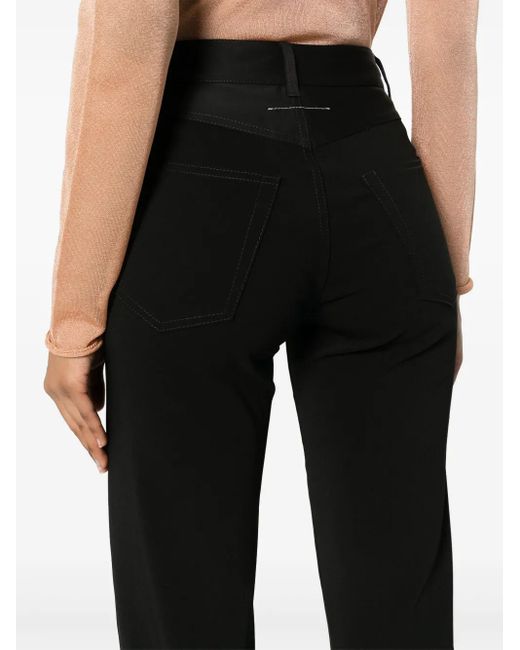 MM6 by Maison Martin Margiela Pantalon Met Enkel Stiksel in het Black