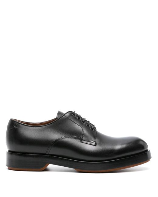 Zegna Black Lace-up Patent Leather Derby Shoes for men