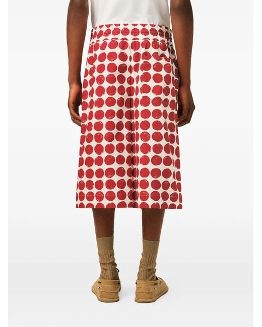 AMI Red Cotton Elasticated Large Bermuda Shorts for men