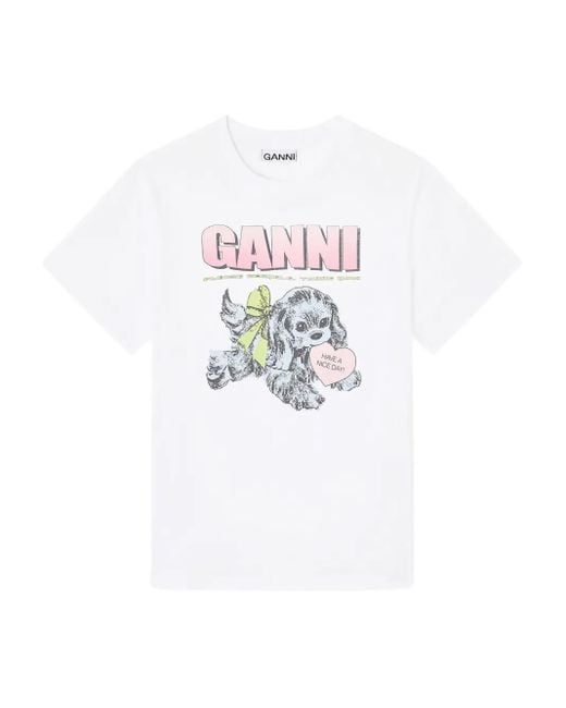 Ganni プリント Tシャツ White