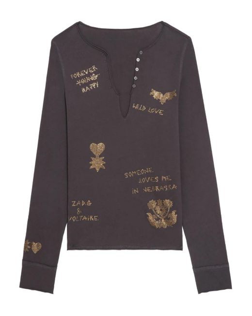 Zadig & Voltaire Gray Klassisches Langarmshirt