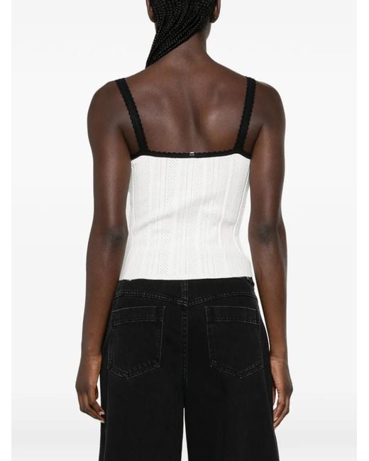Maje Natural Pointelle-Knit Tank Top