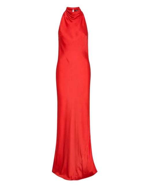 ROTATE BIRGER CHRISTENSEN Maxi-Jurk Met Hoge Hals in het Red