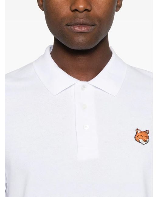 Maison Kitsuné White Fox Head Polo Shirt for men