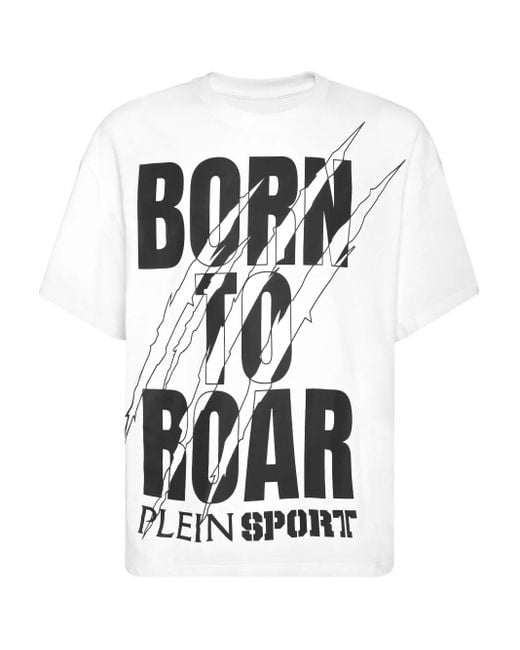 Philipp Plein White Round Neck T-Shirt Scratch Scratch for men