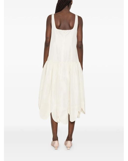 Simone Rocha White Crystal-Embellished Midi Dress