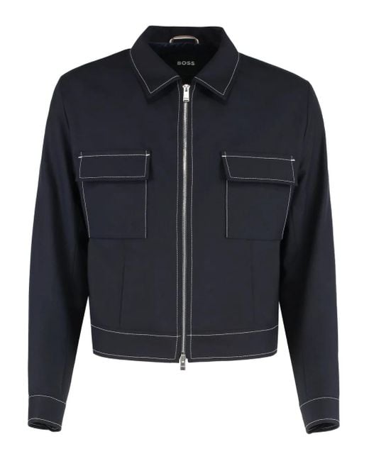 Giacca Con Cuciture A Contrasto di Boss in Blue da Uomo