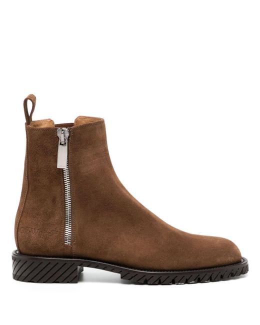 Off-White c/o Virgil Abloh Brown Military Suede Ankle Boots for men