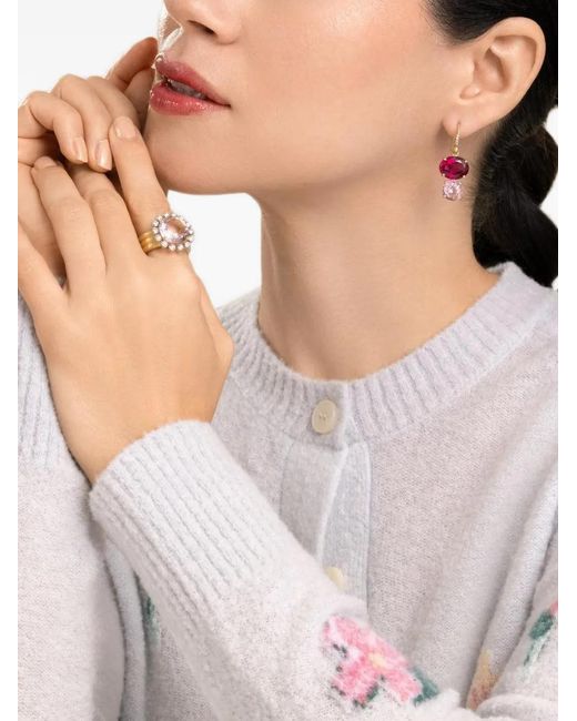 Irene Neuwirth Pink Embellished Drop Earrings
