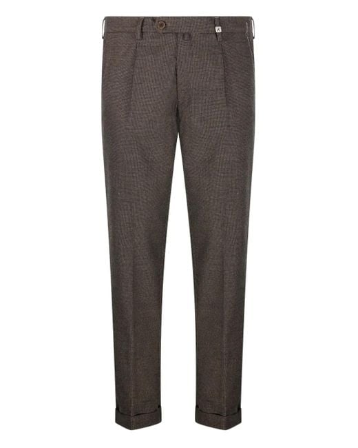 Myths Gray Pleated Micro-Pattern Tailored Trousers for men