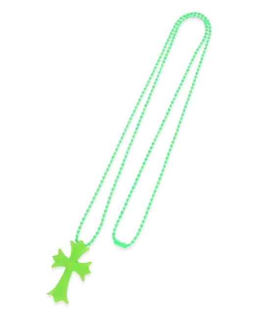 Chrome Hearts Green Small Cross Necklace for men
