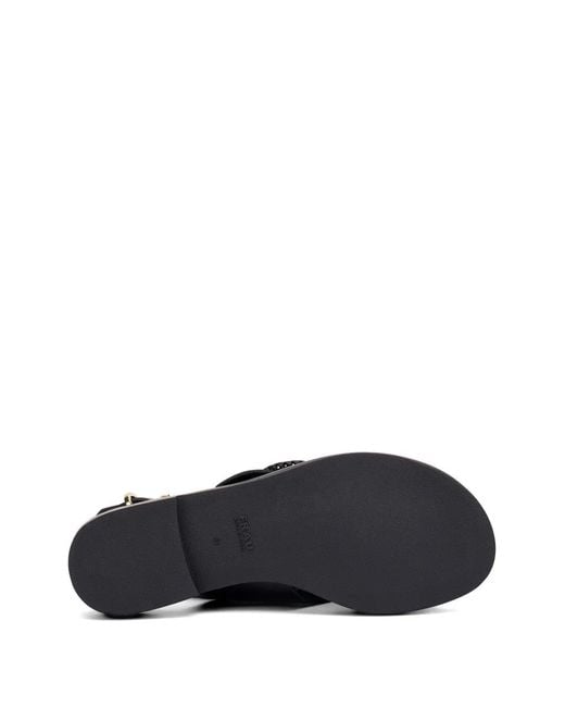 Frau White Sandales En Cuir À Boucle En Raphia