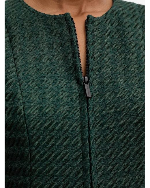 ARMANI EXCHANGE Green Zip Herringbone Top