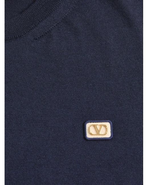 Valentino Garavani Blue Vlogo-Patch Wool Sweater for men