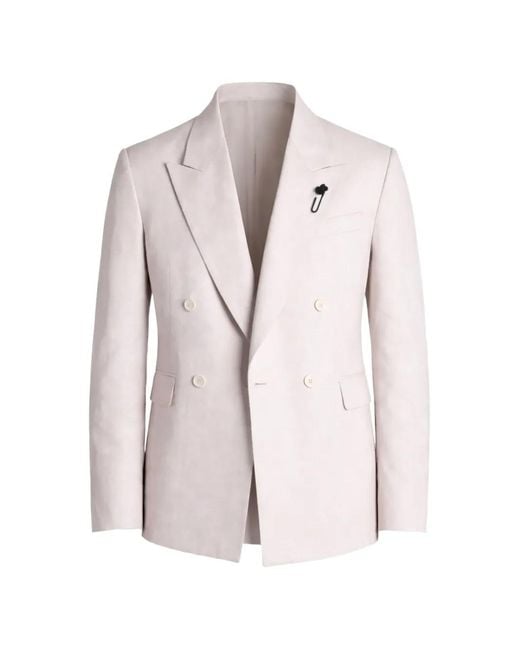 Lardini Pink Double-Breasted Peak-Lapel Blazer for men