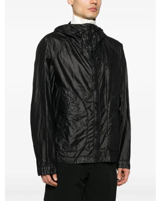 C P Company Black Goggle Waxed Jacket for men