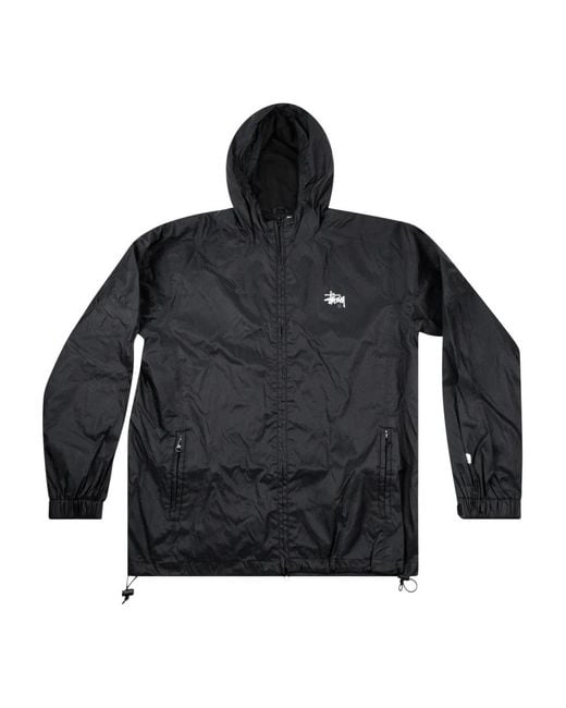 Stussy Black Hooded Windbreaker for men