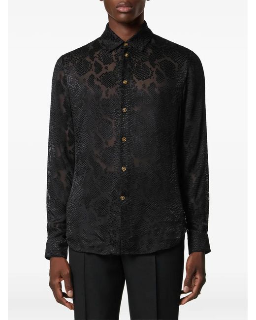 Versace Black Snakeskin-Pattern Shirt for men
