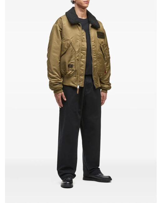 Alpha Industries Green Sherpa-Collar Bomber Jacket for men
