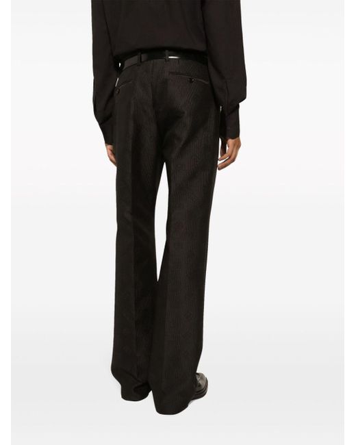 Dolce & Gabbana Black Straight-leg Monogram-jacquard Trousers for men