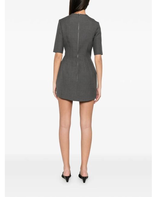 Jil Sander Gray Robe Courte En Sergé À Découpes