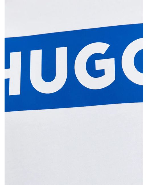 HUGO Blue Logo-Print Hoodie for men
