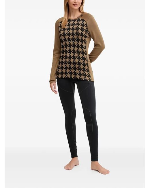 Helly Hansen Brown Lifa Houndstooth-Pattern Base Layer