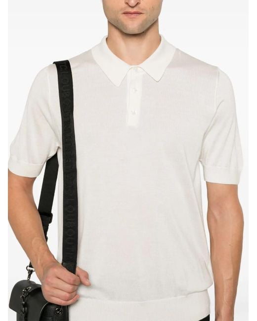 Dolce & Gabbana White Fine-Knit Polo Shirt for men