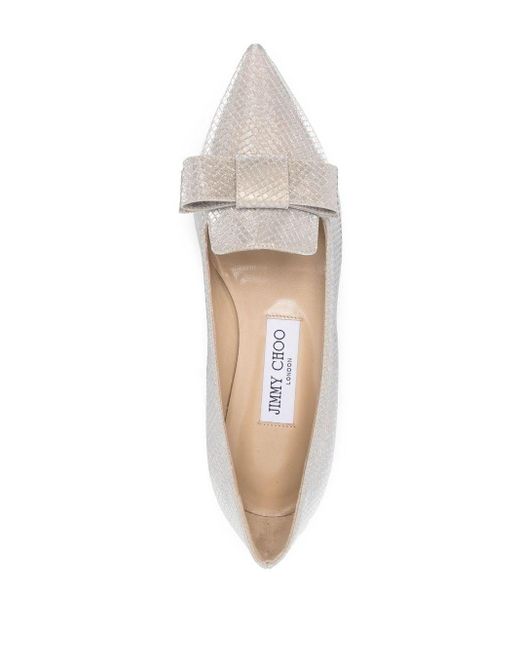 Jimmy Choo White Gala Pointed-toe Leather Ballet Flats