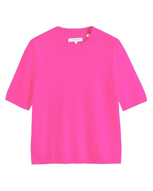 Chinti & Parker Pink Crew-neck Fine-knit Top