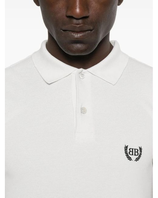 Balenciaga White Laurel Classic Polo Shirt
