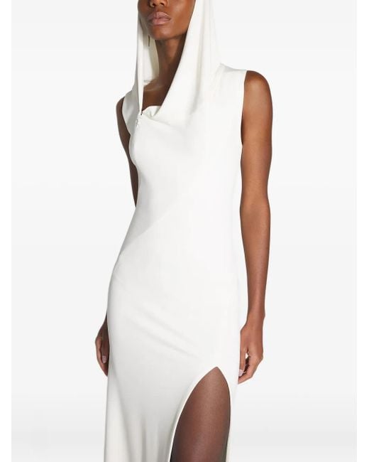 Mugler Hooded Maxi Dress in White | Lyst