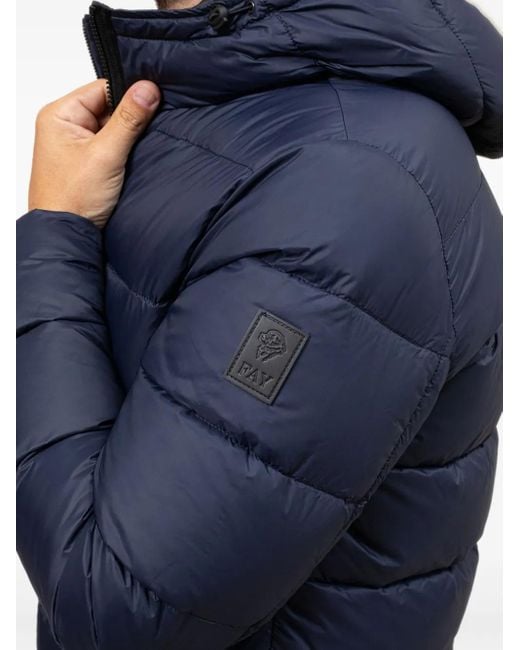 Fay Blue Hooded Quilted Coat for men