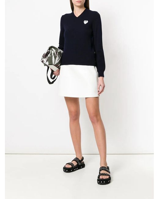 COMME DES GARÇONS PLAY Blue V-Neck Heart-Logo Sweater