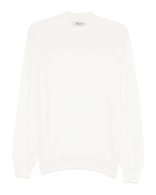 GIUUNO White Fine-Knit Jumper for men