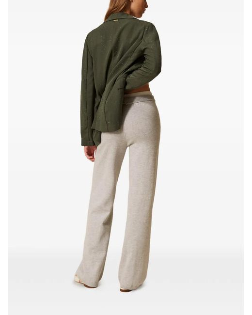 Twinset White Knit Trousers With Drawstring