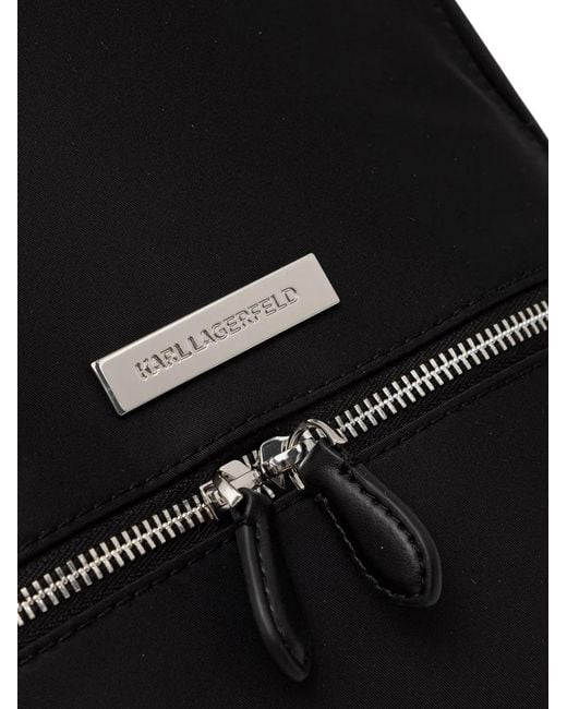 Karl Lagerfeld Black Logo-Plaque Backpack