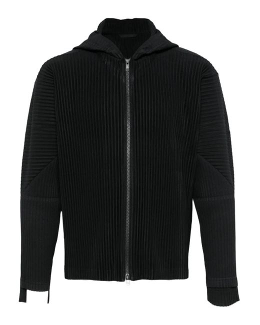 Homme Plissé Issey Miyake Black Homme Plisse' Issey Miyake Pleated Zipped Hoodie for men