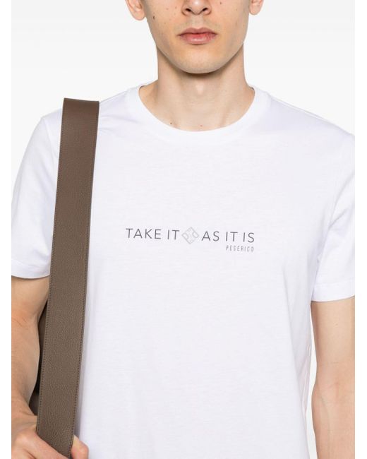 Peserico White Text-print Cotton T-shirt for men