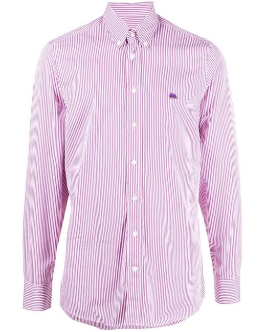 Etro Camisa de manga larga rosa-azul estampado con dise\u00f1o abstracto look casual Moda Camisas de vestir Camisas de manga larga 