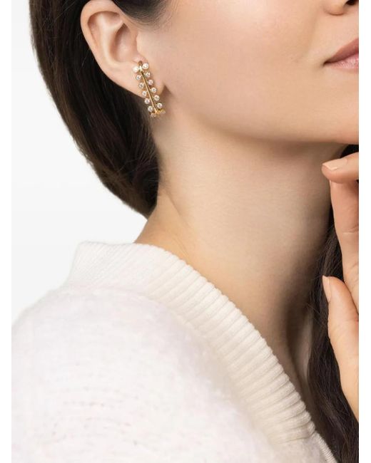 DENISE CASSOU White 18K Diamond Row Earrings