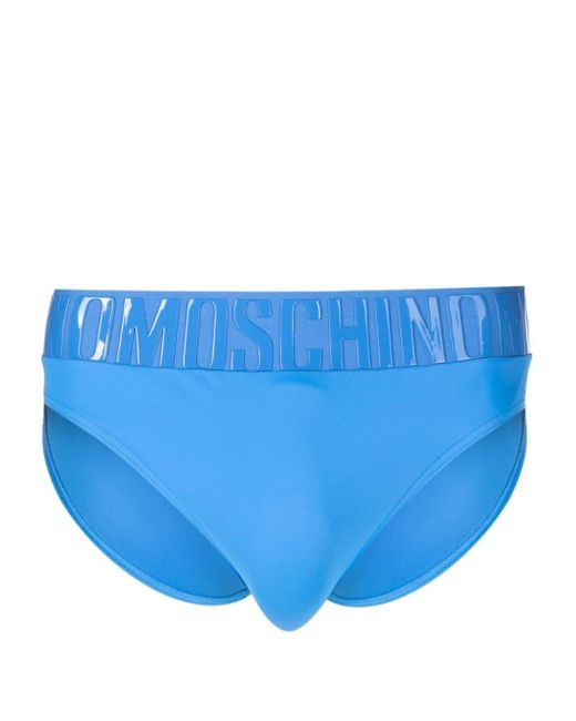 Moschino Badehose mit gummiertem Logo in Blue für Herren